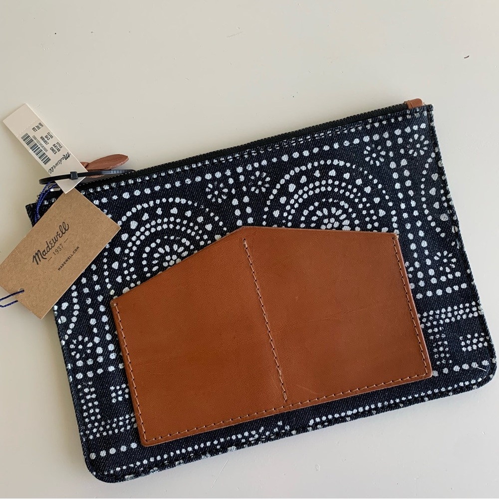 RARE Madewell Indigo Dot Pouch